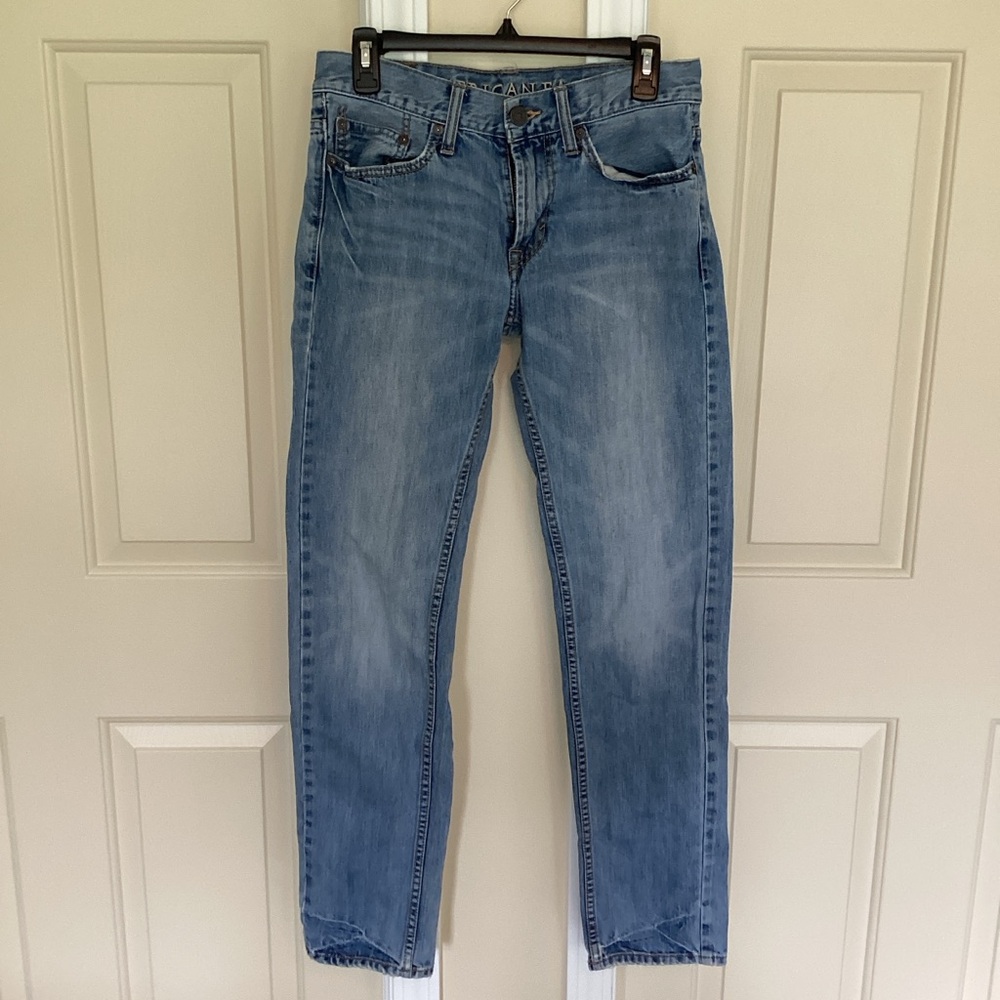 American Eagle Slim Straight Jeans Mens Tag 29x32 Blue Denim Fits 30x30